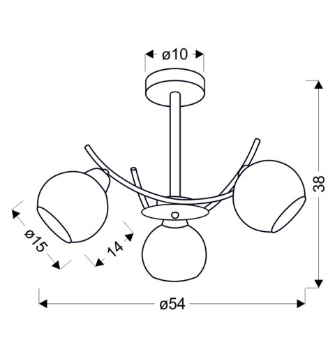 VINOTI lampa wisząca chromowy 3x40W E27 klosz grafitowy