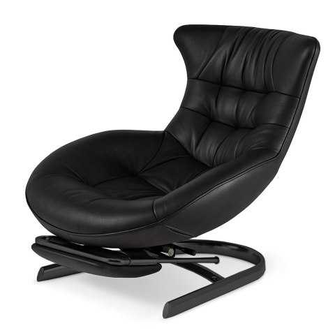 Fotel skórzany Gard z wysuwanym podnóżkiem XZ Czarny Skóra naturalna Czarna