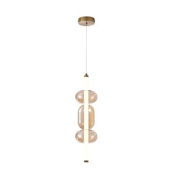 KELLY lampa wisząca złoty 8W LED 2700K klosz 3 x bursztynowy