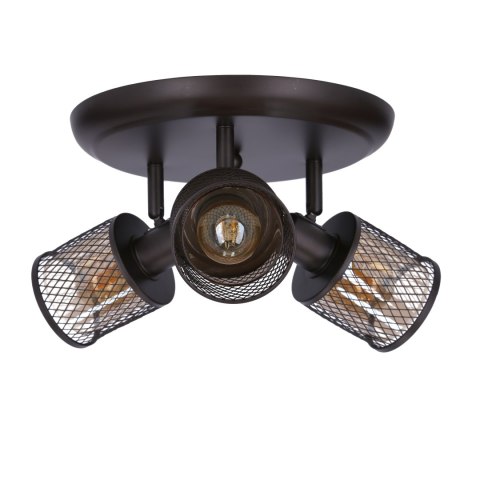 LAMPA SUFITOWA CANABERA PLAFON KAWOWE ZŁOTO 3X40W E14 KLOSZ BURSZTYNOWY