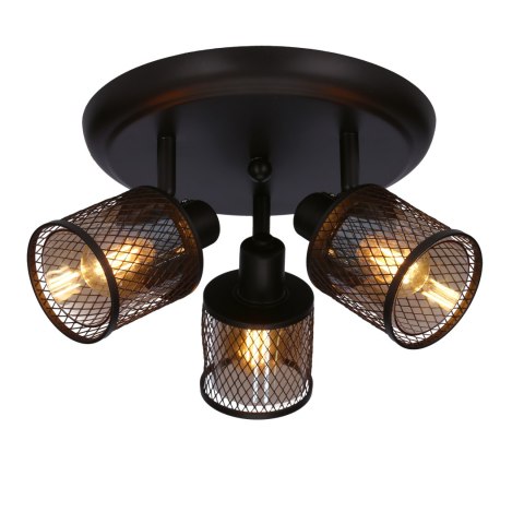 LAMPA SUFITOWA CANABERA PLAFON KAWOWE ZŁOTO 3X40W E14 KLOSZ BURSZTYNOWY