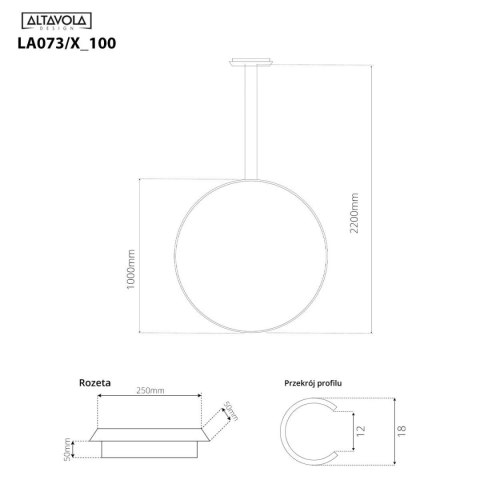 Lampa wisząca Ledowe Okręgi No.1 X 120cm 4k biała ściemnialna