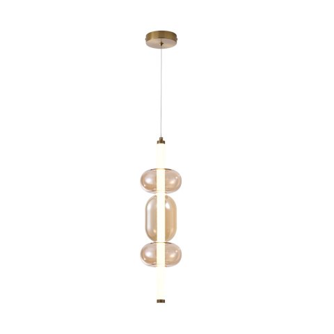 KELLY lampa wisząca złoty 8W LED 2700K klosz 3 x bursztynowy