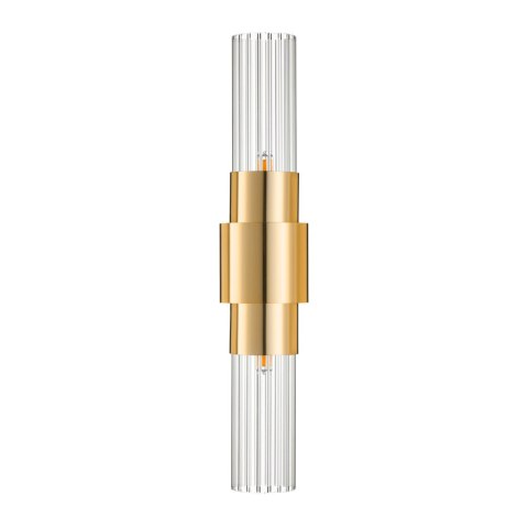 Lampa ścienna GLOW 46 cm - kinkiet złoty, szkło ryflowane