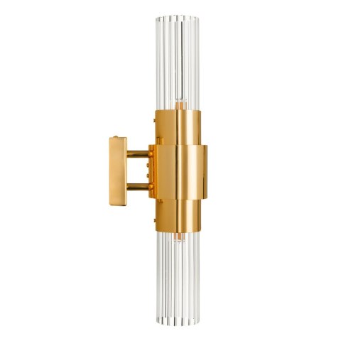 Lampa ścienna GLOW 46 cm - kinkiet złoty, szkło ryflowane