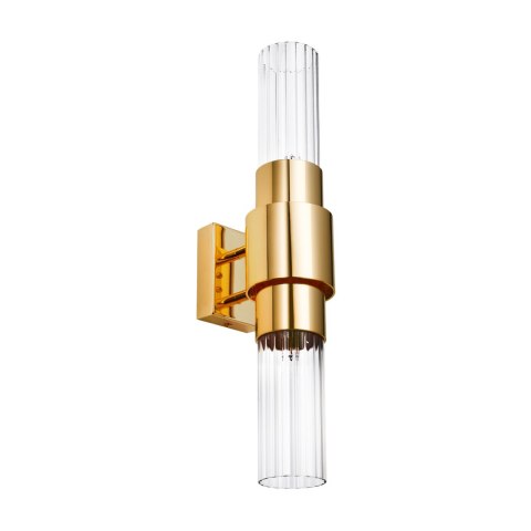 Lampa ścienna GLOW 46 cm - kinkiet złoty, szkło ryflowane