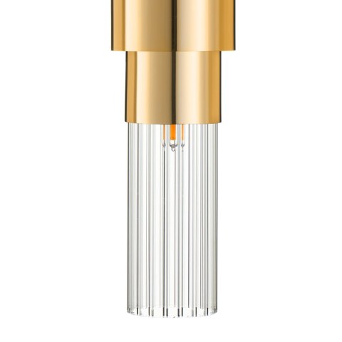 Lampa ścienna GLOW 46 cm - kinkiet złoty, szkło ryflowane