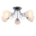SIMPLI LAMPA WISZĄCA 5*40W E27 CHROM Z KRYSZTAŁKIEM+KLOSZ Z PASKIEM