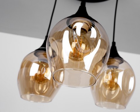 Aspa lampa wisząca czarny talerz 3x40w e27 klosz brązowy