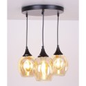 Aspa lampa wisząca czarny talerz 3x40w e27 klosz brązowy