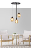 Aspa lampa wisząca czarny talerz 3x40w e27 klosz brązowy