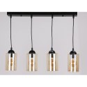 Bistro lampa wisząca czarny 4x40w e27 klosz brązowy