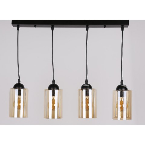 Bistro lampa wisząca czarny 4x40w e27 klosz brązowy