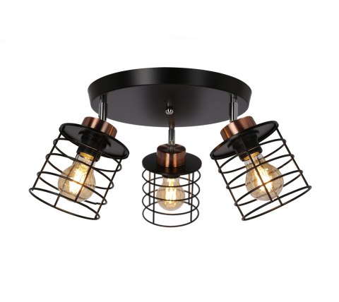 Glob lampa sufitowa plafon czarny+złoty 3x40w e27 klosz czarny
