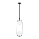 Lampa wisząca CORDEL elegancka - czarna z białymi kloszami kulkami - nowoczesne oświetlenie salonu 2x G9 LED