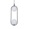 Lampa wisząca CORDEL elegancka - czarna z białymi kloszami kulkami - nowoczesne oświetlenie salonu 2x G9 LED