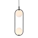 Lampa wisząca CORDEL elegancka - czarna z białymi kloszami kulkami - nowoczesne oświetlenie salonu 2x G9 LED