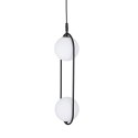 Lampa wisząca CORDEL elegancka - czarna z białymi kloszami kulkami - nowoczesne oświetlenie salonu 2x G9 LED
