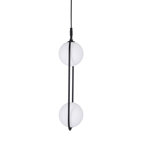 Lampa wisząca CORDEL elegancka - czarna z białymi kloszami kulkami - nowoczesne oświetlenie salonu 2x G9 LED