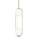 Lampa wisząca CORDEL elegancka - złoty mosiądz z białymi kloszami kulkami - nowoczesne oświetlenie salonu 2x G9 LED