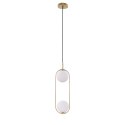 Lampa wisząca CORDEL elegancka - złoty mosiądz z białymi kloszami kulkami - nowoczesne oświetlenie salonu 2x G9 LED