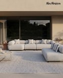 MaMaison sofa narożna ogrodowa ALEXANDER 4 szara (poduszki i pokrowiec w zestawie)