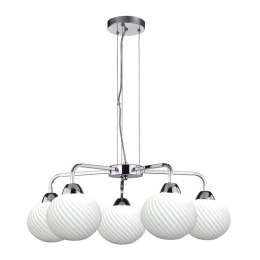 Madryt lampa wisz¹ca chrom 5x60W E27 klosz biały