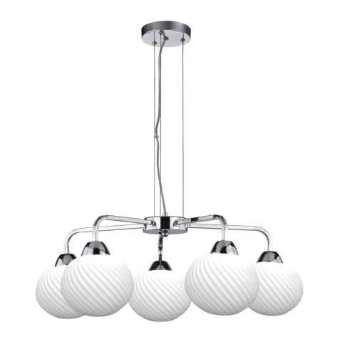 Madryt lampa wisz¹ca chrom 5x60W E27 klosz biały