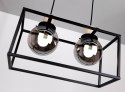 Retro 2 lampa wisząca czarny 2x40w e27 klosz dymiony