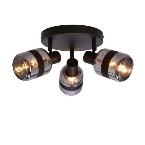 YUKI LAMPA PLAFON CZARNY MATOWY 3X15W E14 KLOSZ DYMIONY