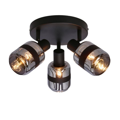 YUKI LAMPA PLAFON CZARNY MATOWY 3X15W E14 KLOSZ DYMIONY
