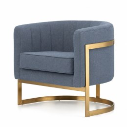 Fotel Madame materiałowy styl glamour złoty okrągły w tkaninie Lins Fabb (Lins 81) Niebieski Fabb (Lins 81) Niebieski Fabb