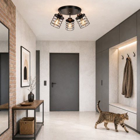Glob lampa sufitowa plafon czarny+złoty 3x40w e27 klosz czarny