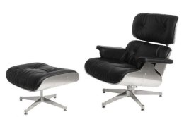Fotel Vip z podnóżkiem czarny/aluminium ( Rozmiar: uniwersalny )
