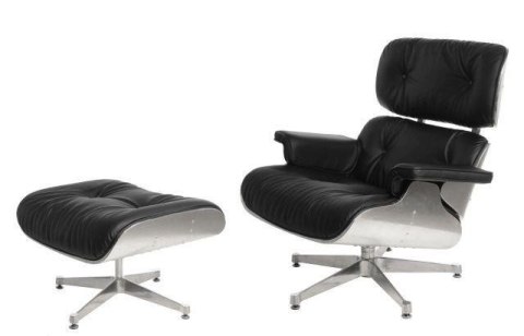 Fotel Vip z podnóżkiem czarny/aluminium ( Rozmiar: uniwersalny )