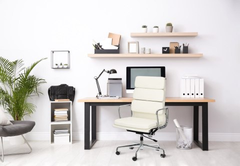 Fotel biurowy CH2191T biała skóra chrom ( Rozmiar: uniwersalny )