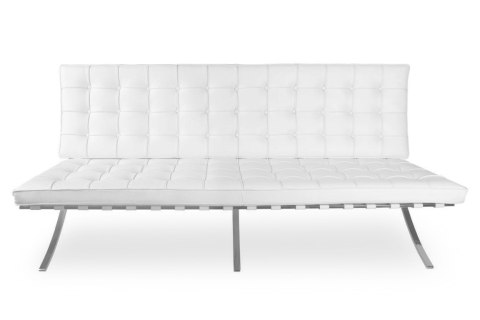 Sofa BA3 3 osobowa, biała skóra naturalna ( Rozmiar: uniwersalny )