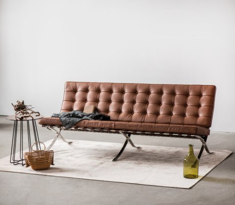 Sofa BA3 3 osobowa, biała skóra naturalna ( Rozmiar: uniwersalny )