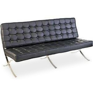 Sofa BA3 3 osobowa, czarna skóra naturalna ( Rozmiar: uniwersalny )