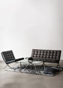Sofa BA3 3 osobowa, czarna skóra naturalna ( Rozmiar: uniwersalny )