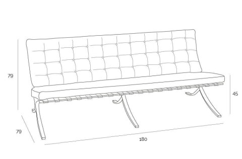 Sofa BA3 3 osobowa, czarna skóra naturalna ( Rozmiar: uniwersalny )