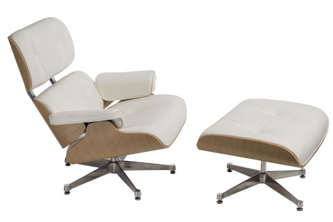 Fotel Vip z podnóżkiem biały/natural oak /srebrna baza ( Rozmiar: uniwersalny )