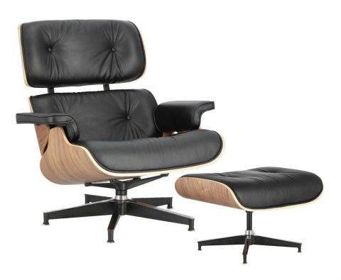 Fotel Vip z podnóżkiem czarny/walnut /standard base ( Rozmiar: uniwersalny )