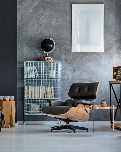 Fotel Vip z podnóżkiem czarny/walnut /standard base ( Rozmiar: uniwersalny )