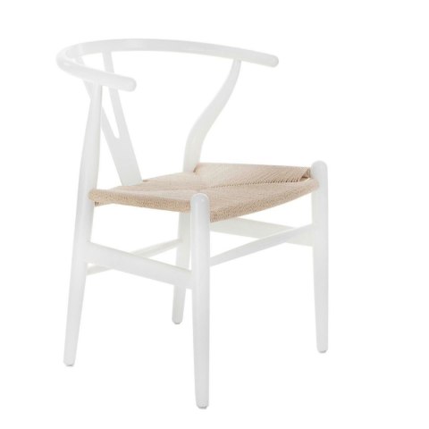 Krzesło Wicker Naturalne białe inspirowa ny Wishbone ( Rozmiar: uniwersalny )