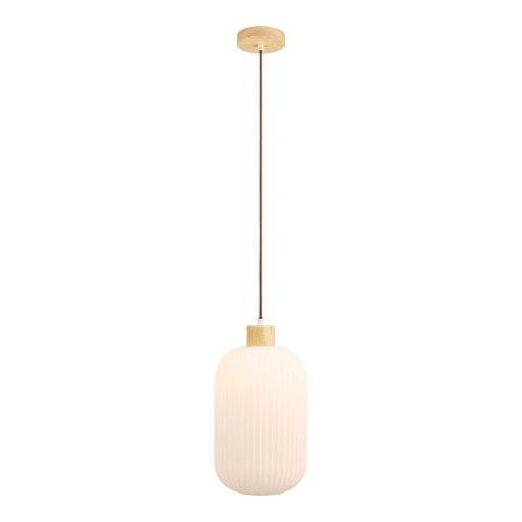 Lampa wisząca Argalo szkło/drewno, biała ( Rozmiar: uniwersalny )