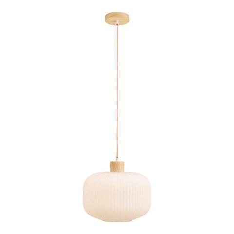 Lampa wisząca Argalo szkło/drewno, biała, 30 cm ( Rozmiar: uniwersalny )