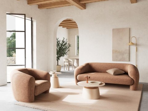 Stolik kawowy Santorini 70cm beżowy ceramiczny ( Rozmiar: uniwersalny )