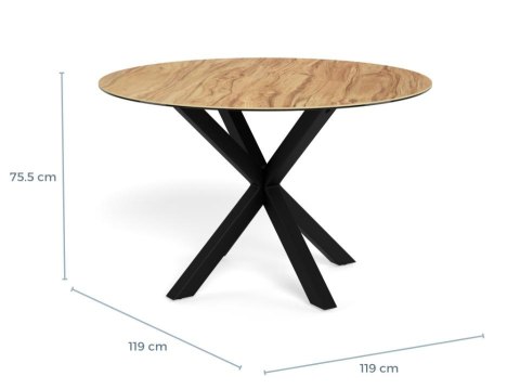 Stół Heaven 119 cm okrągły ceramika dąb/ czarny ( Rozmiar: uniwersalny )