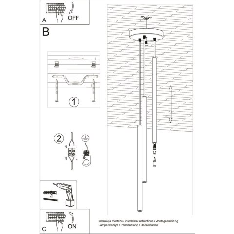 Lampa wisząca PASTELO 3P ultramaryna